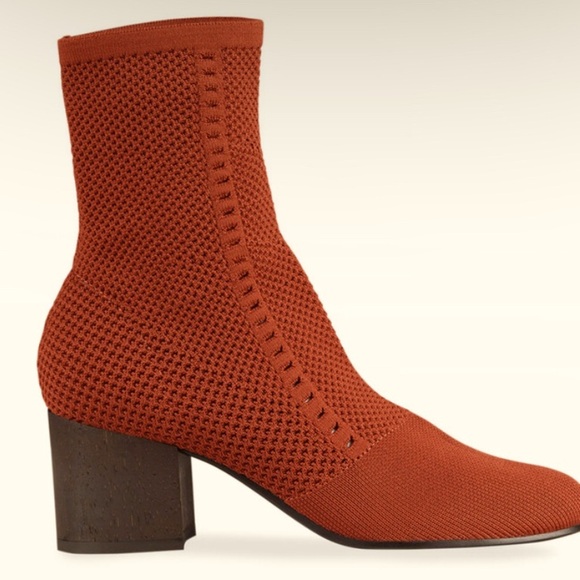 Eileen Fisher Shoes - Eileen Fisher Choice Mesh Knit Ankle Boots Women's 8 Rust Slip On Wood Heel